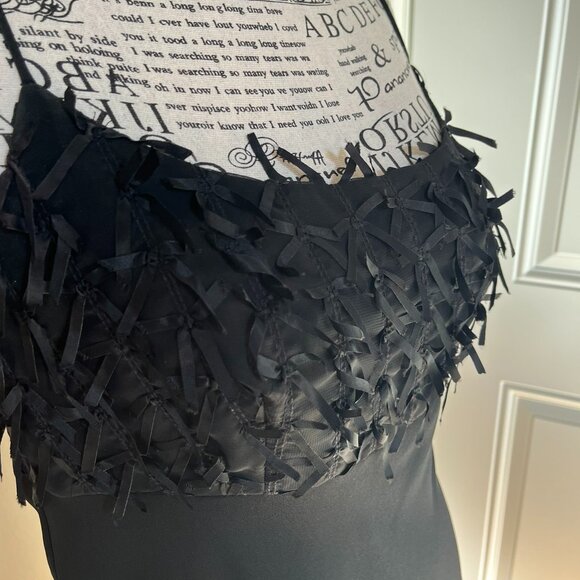 ABS Evening Collection Black Chiffon Cocktail Dress, Size 8 (fits like a 6) - Picture 3 of 10